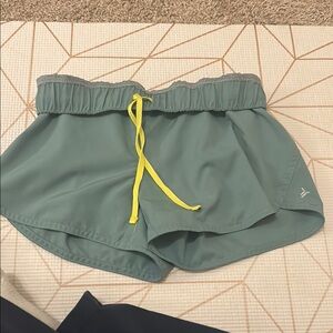 Women's Green Shorts with Yellow Drawstring